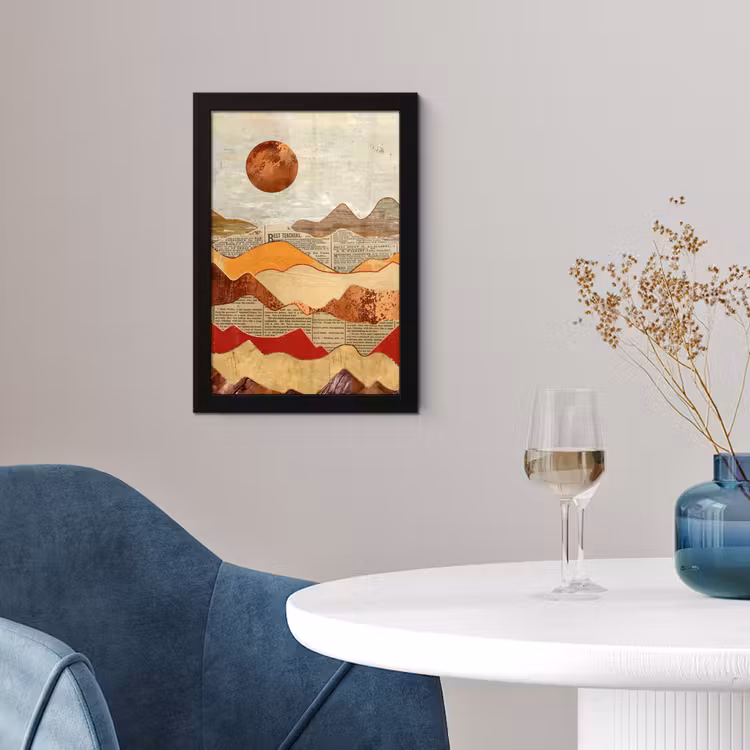 Poster met lijst - Vintage - Krant - Brons - Abstract - Landschap - Kleuren — 4