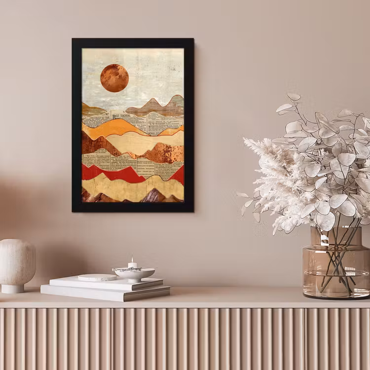 Poster met lijst - Vintage - Krant - Brons - Abstract - Landschap - Kleuren — 5