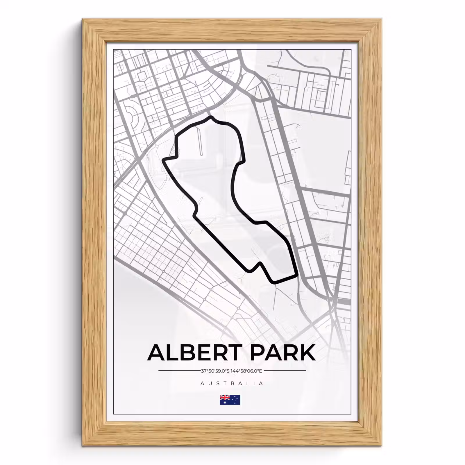 Poster met lijst - Circuit - Formule 1 - Australië - Racebaan - Albert Park circuit - Wit — 1