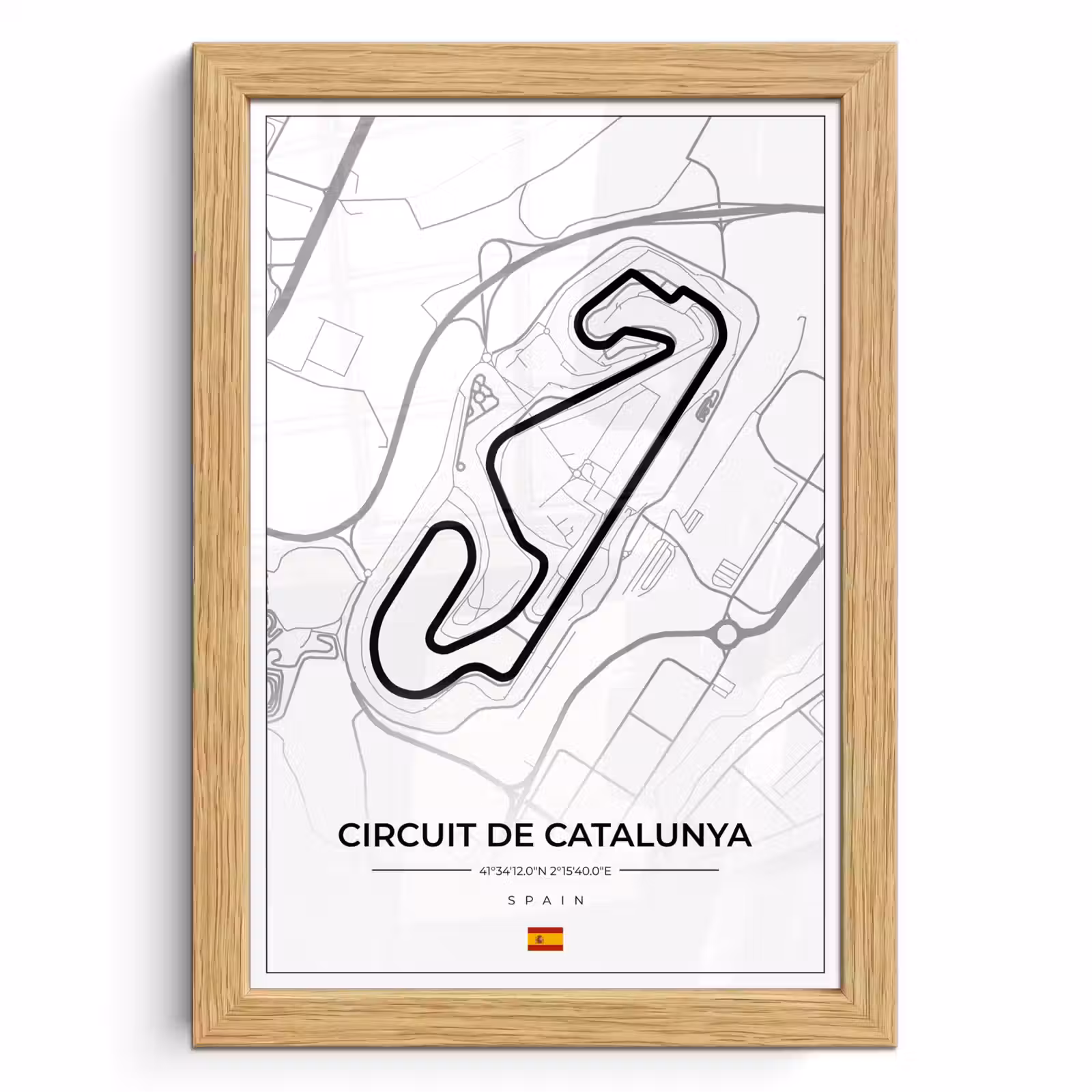 Poster met lijst - F1 - Racebaan - Circuit de Barcelona-Catalunya - Circuit - Spanje - Wit — 1