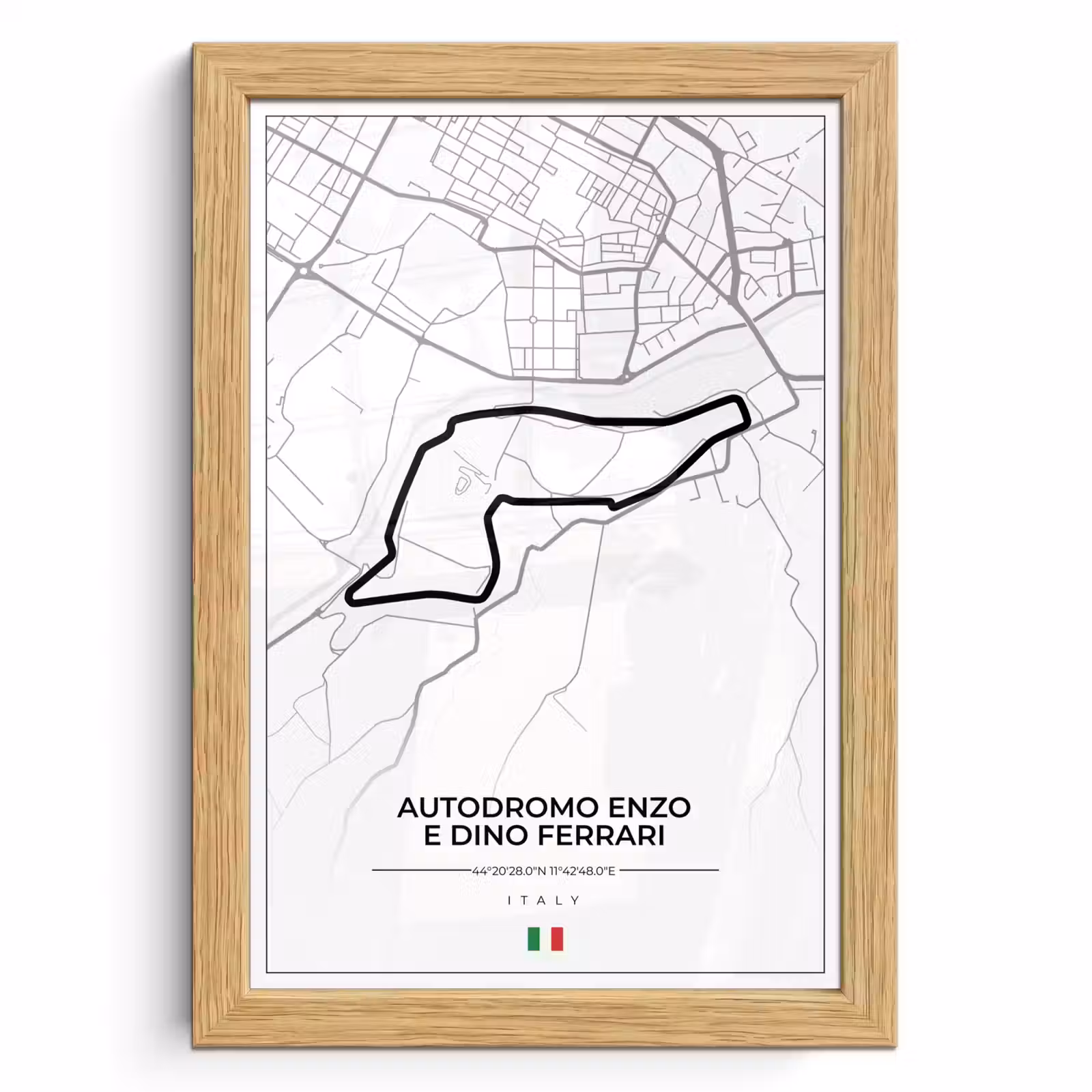 Poster met lijst - F1 - Racebaan - Italië - Zwart - Autodromo Enzo e Dino Ferrari - Wit — 1