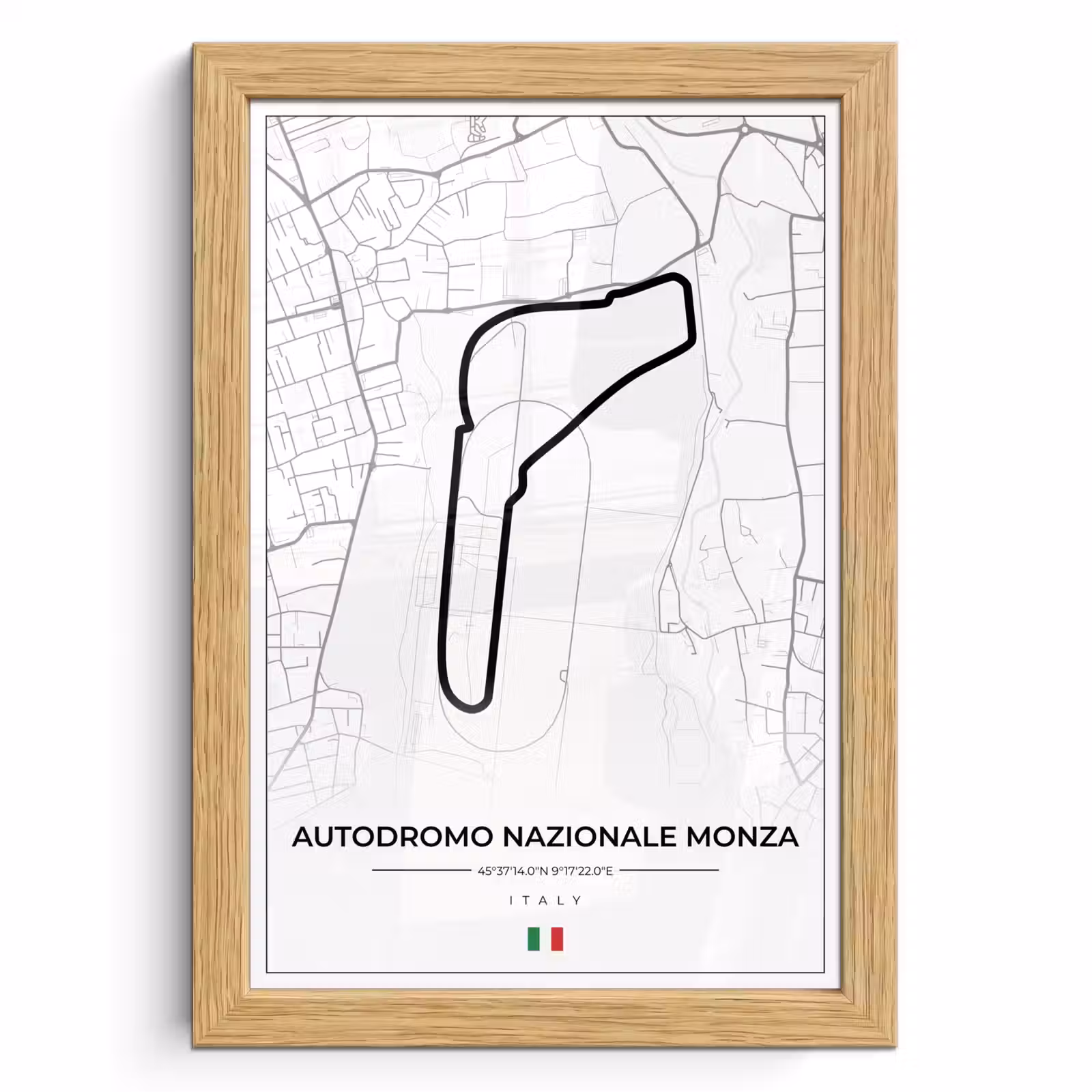 Poster met lijst - Racing - F1 - Circuit - Italië - Autodromo Nazionale Monza - Wit — 1