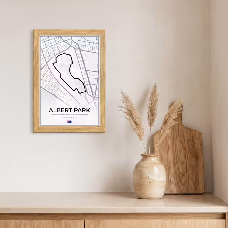 Poster met lijst - Circuit - Formule 1 - Australië - Racebaan - Albert Park circuit - Wit — 3