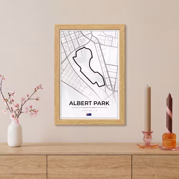 Poster met lijst - Circuit - Formule 1 - Australië - Racebaan - Albert Park circuit - Wit — 5