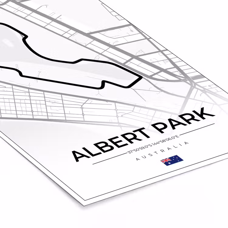Poster met lijst - Circuit - Formule 1 - Australië - Racebaan - Albert Park circuit - Wit — 7
