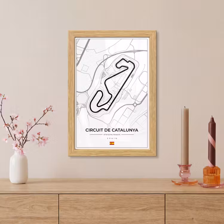 Poster met lijst - F1 - Racebaan - Circuit de Barcelona-Catalunya - Circuit - Spanje - Wit — 5
