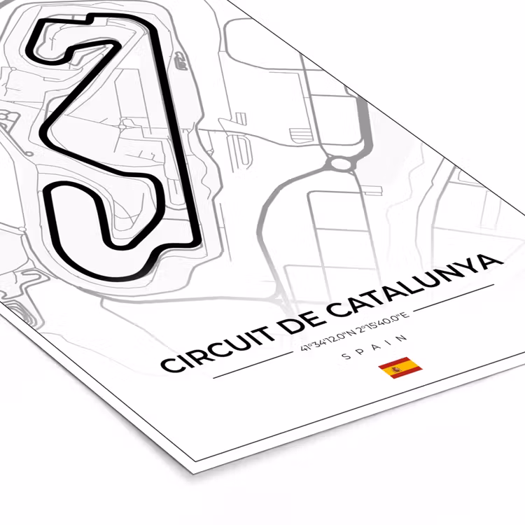 Poster met lijst - F1 - Racebaan - Circuit de Barcelona-Catalunya - Circuit - Spanje - Wit — 7