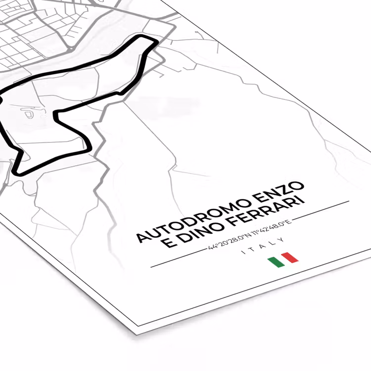 Poster met lijst - F1 - Racebaan - Italië - Zwart - Autodromo Enzo e Dino Ferrari - Wit — 7
