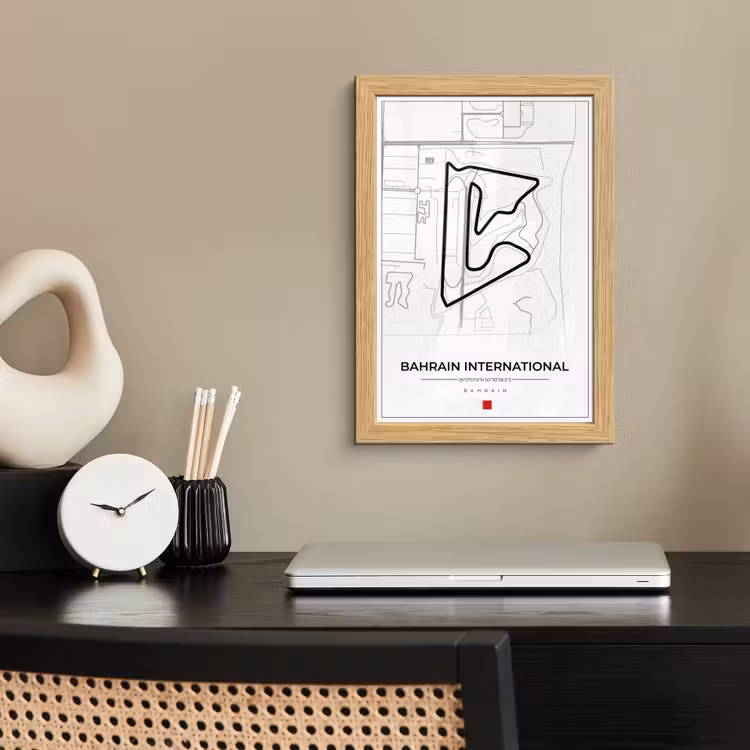 Poster met lijst - Formule 1 - Racebaan - Bahrain International Circuit - Bahrain - Circuit - Wit — 2
