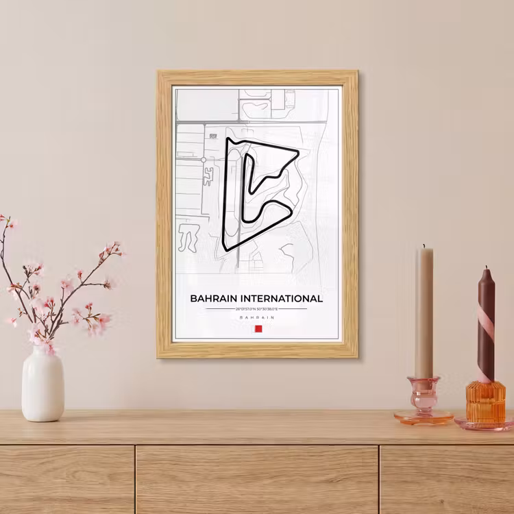 Poster met lijst - Formule 1 - Racebaan - Bahrain International Circuit - Bahrain - Circuit - Wit — 5
