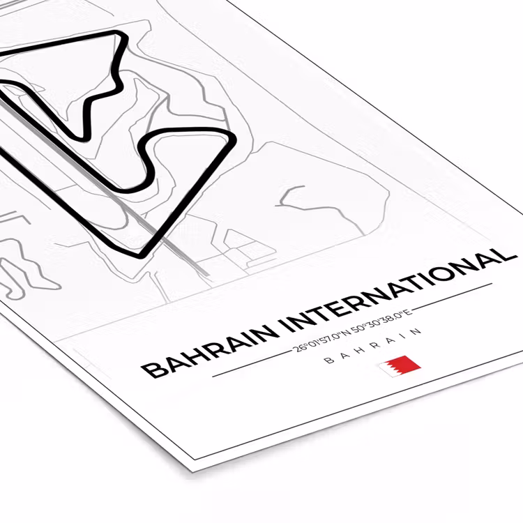 Poster met lijst - Formule 1 - Racebaan - Bahrain International Circuit - Bahrain - Circuit - Wit — 7