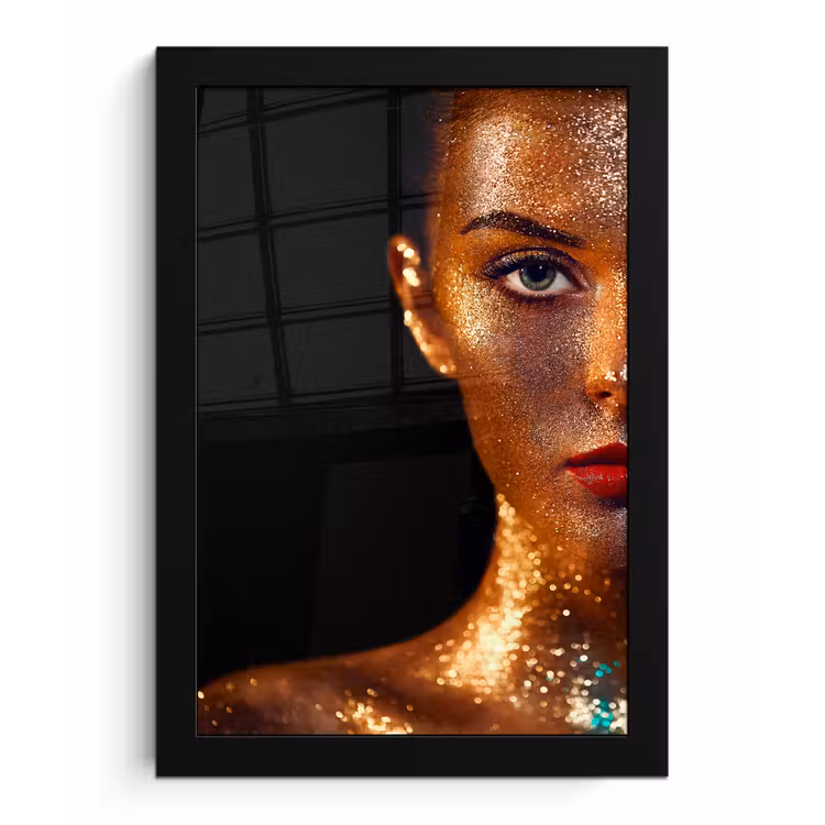 Poster met lijst - Make up - Goud - Vrouw - Luxe - Glitter - Kunst — 1