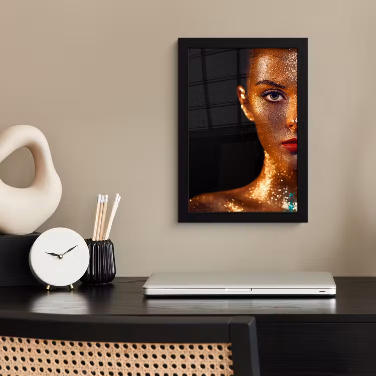 Poster met lijst - Make up - Goud - Vrouw - Luxe - Glitter - Kunst — 2