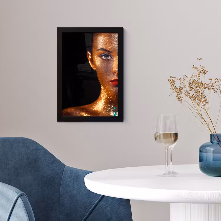 Poster met lijst - Make up - Goud - Vrouw - Luxe - Glitter - Kunst — 4