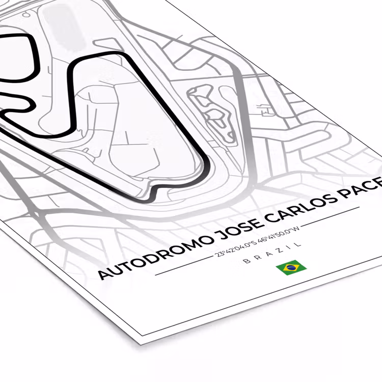 Poster met lijst - Racebaan - Brazilië - Circuit - Formule 1 - Autodromo Jose Carlos Pace - Wit — 7