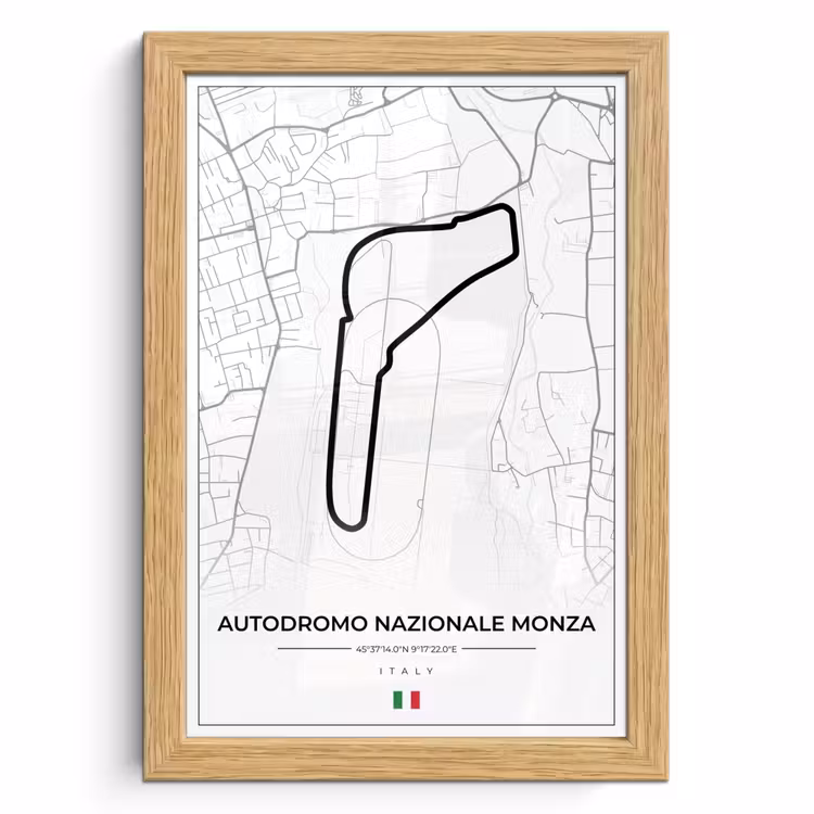 Poster met lijst - Racing - F1 - Circuit - Italië - Autodromo Nazionale Monza - Wit — 1
