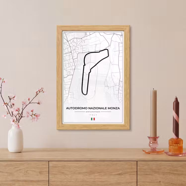 Poster met lijst - Racing - F1 - Circuit - Italië - Autodromo Nazionale Monza - Wit — 5