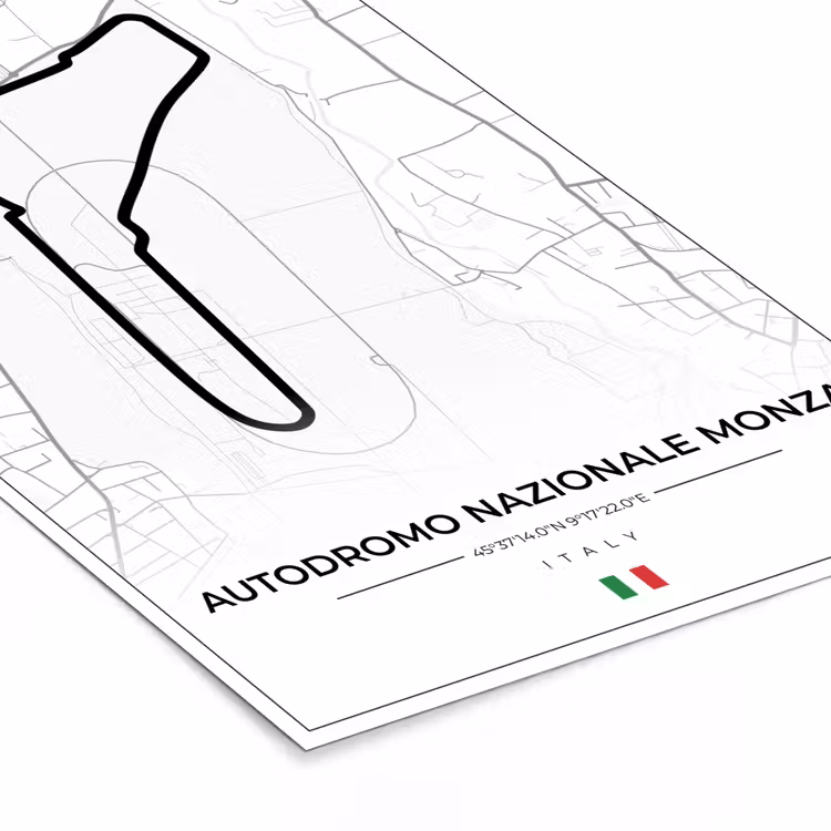Poster met lijst - Racing - F1 - Circuit - Italië - Autodromo Nazionale Monza - Wit — 7