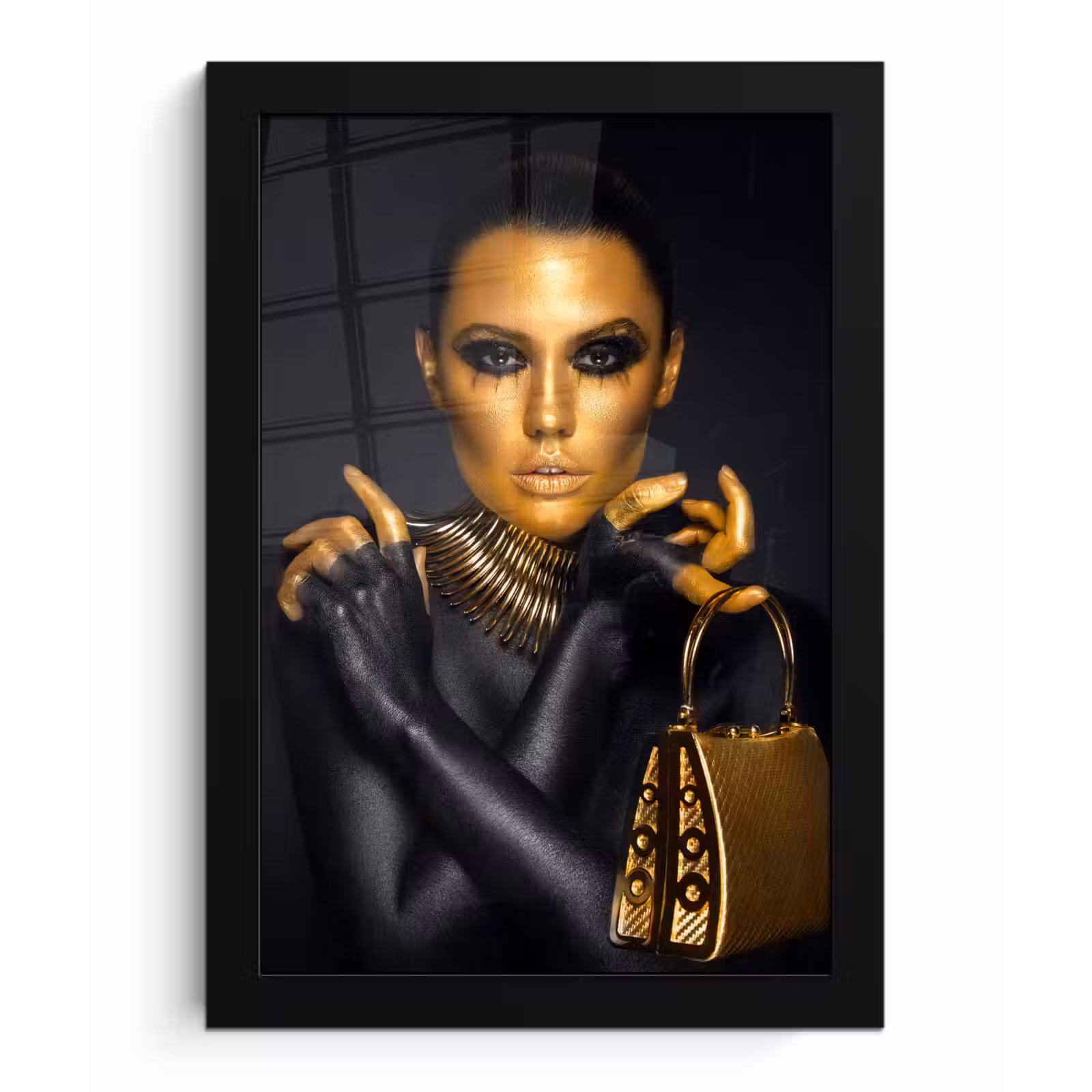 Poster met lijst - Make up - Tas - Goud - Luxe - Vrouw — 1
