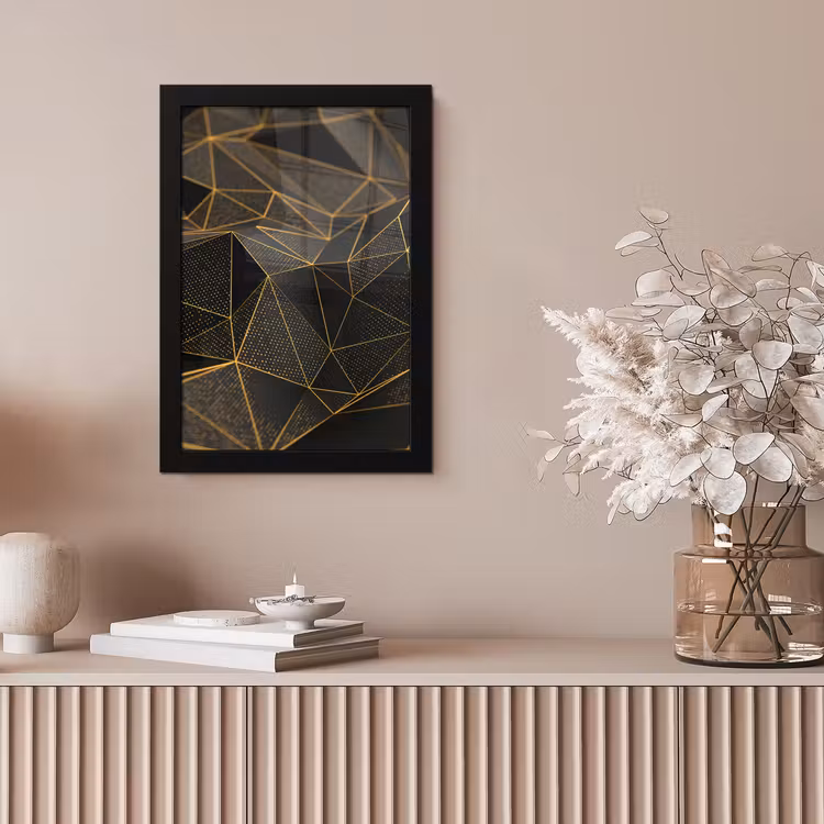 Poster met lijst - Abstract - Goud - 3D - Luxe - Kunst — 5