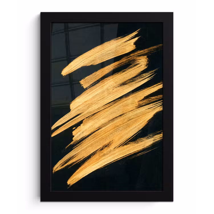 Poster met lijst - Goud - Verf - Strepen - Luxe - Abstract — 1