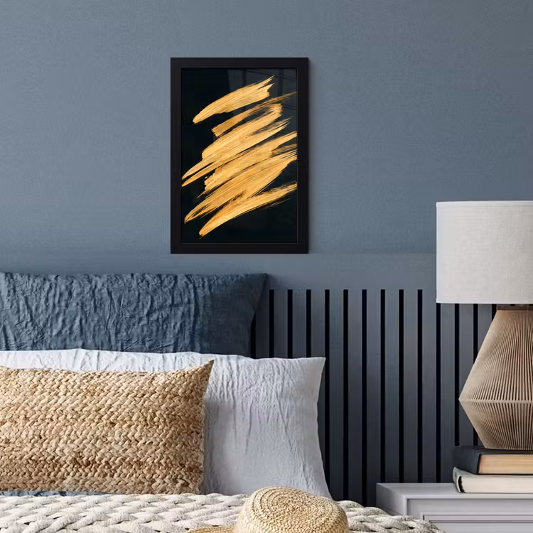Poster met lijst - Goud - Verf - Strepen - Luxe - Abstract — 3