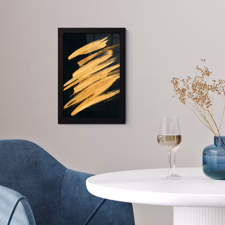 Poster met lijst - Goud - Verf - Strepen - Luxe - Abstract — 4