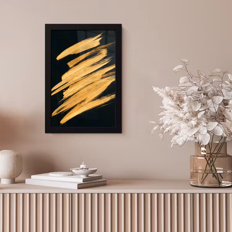 Poster met lijst - Goud - Verf - Strepen - Luxe - Abstract — 5