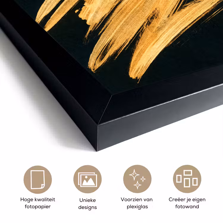 Poster met lijst - Goud - Verf - Strepen - Luxe - Abstract — 6