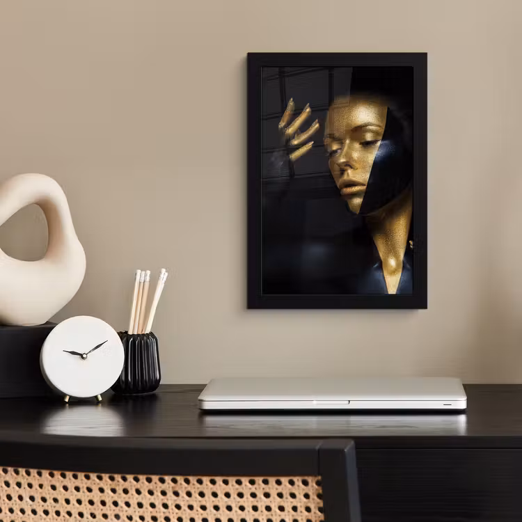 Poster met lijst - Make up - Kunst - Vrouw - Luxe - Goud — 2