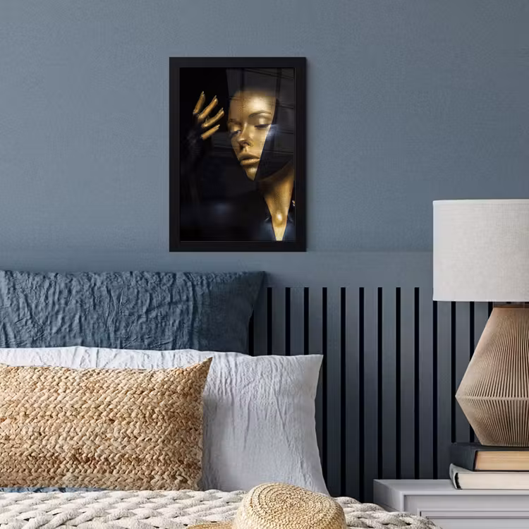 Poster met lijst - Make up - Kunst - Vrouw - Luxe - Goud — 3
