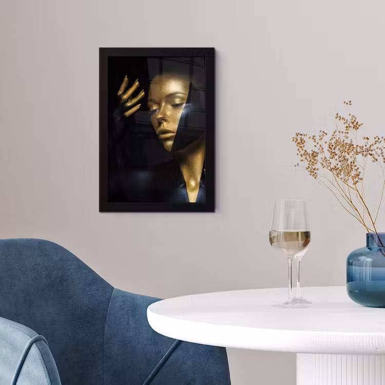 Poster met lijst - Make up - Kunst - Vrouw - Luxe - Goud — 4