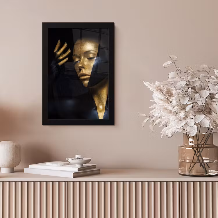 Poster met lijst - Make up - Kunst - Vrouw - Luxe - Goud — 5
