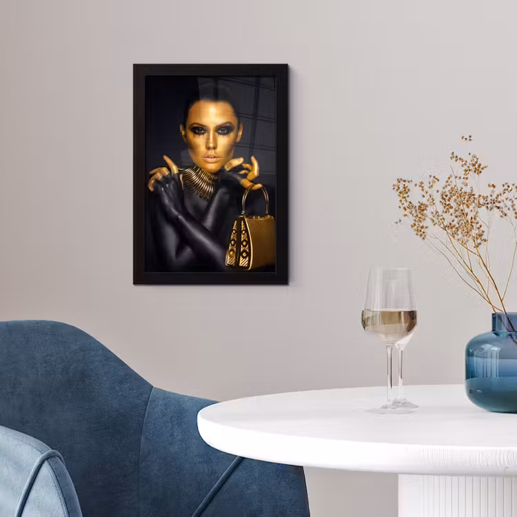 Poster met lijst - Make up - Tas - Goud - Luxe - Vrouw — 4