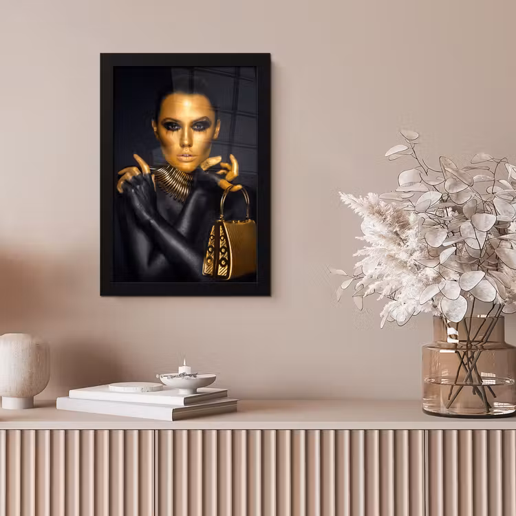 Poster met lijst - Make up - Tas - Goud - Luxe - Vrouw — 5