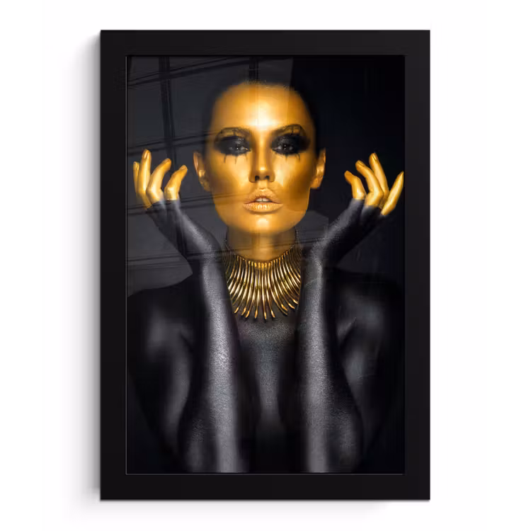 Poster met lijst - Vrouw - Portret - Goud - Luxe - Zwart — 1