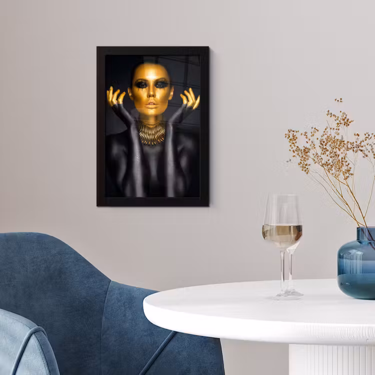 Poster met lijst - Vrouw - Portret - Goud - Luxe - Zwart — 4