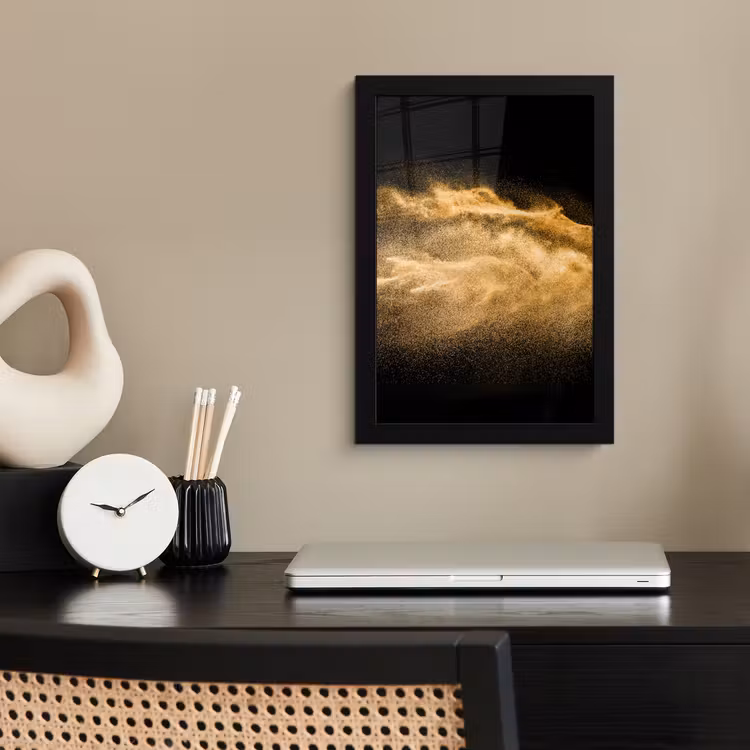 Poster met lijst - Zand - Goud - Zwart - Luxe - Kunst — 2