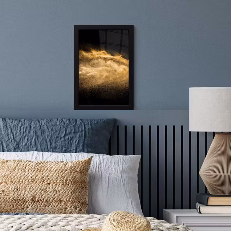 Poster met lijst - Zand - Goud - Zwart - Luxe - Kunst — 3