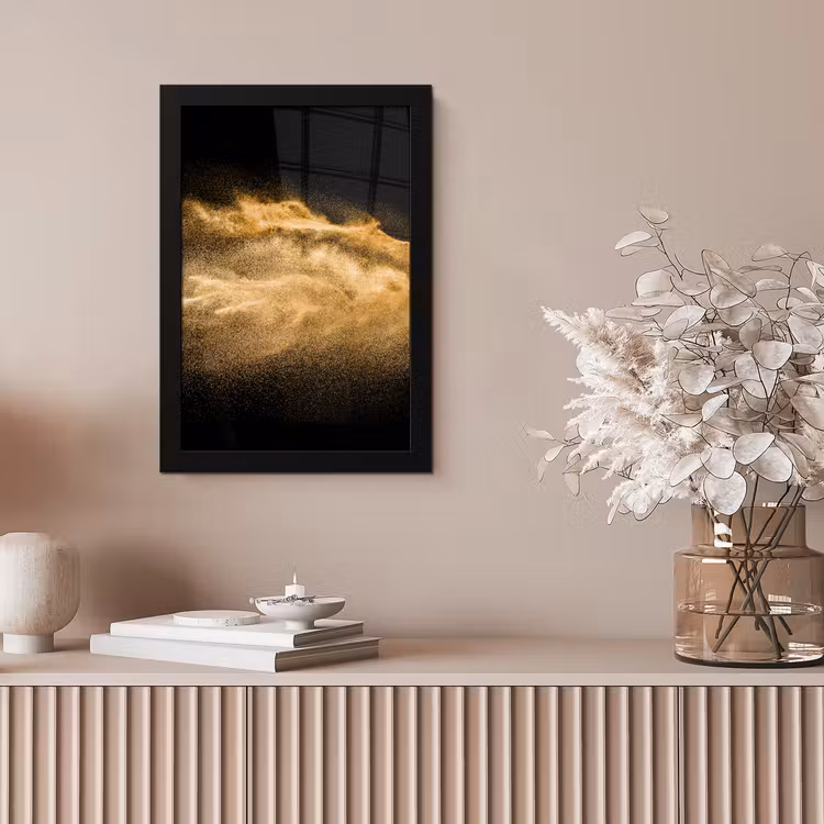 Poster met lijst - Zand - Goud - Zwart - Luxe - Kunst — 5