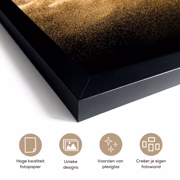 Poster met lijst - Zand - Goud - Zwart - Luxe - Kunst — 6