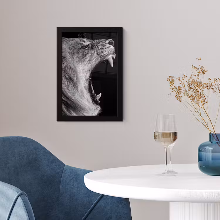 Poster met lijst - Dieren - Leeuw - Zwart - Wit - Portret — 4
