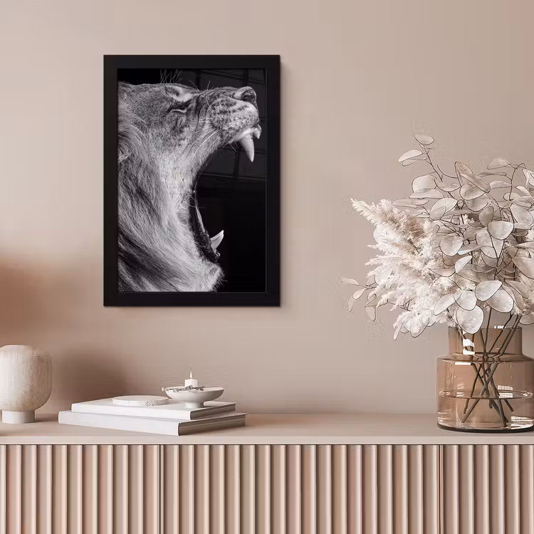 Poster met lijst - Dieren - Leeuw - Zwart - Wit - Portret — 5