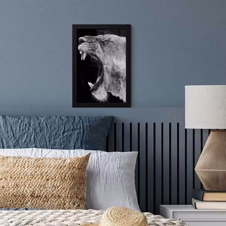 Poster met lijst - Dieren - Leeuw - Zwart - Wit - Portret — 3
