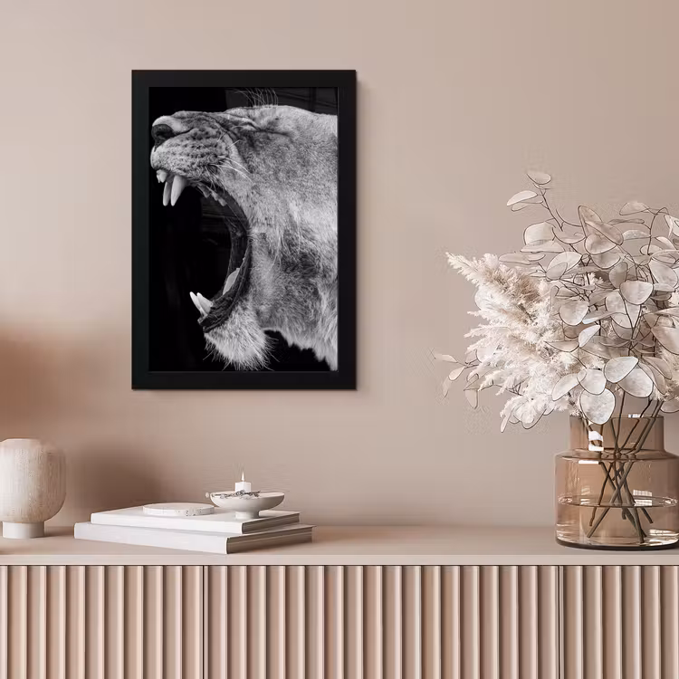 Poster met lijst - Dieren - Leeuw - Zwart - Wit - Portret — 5