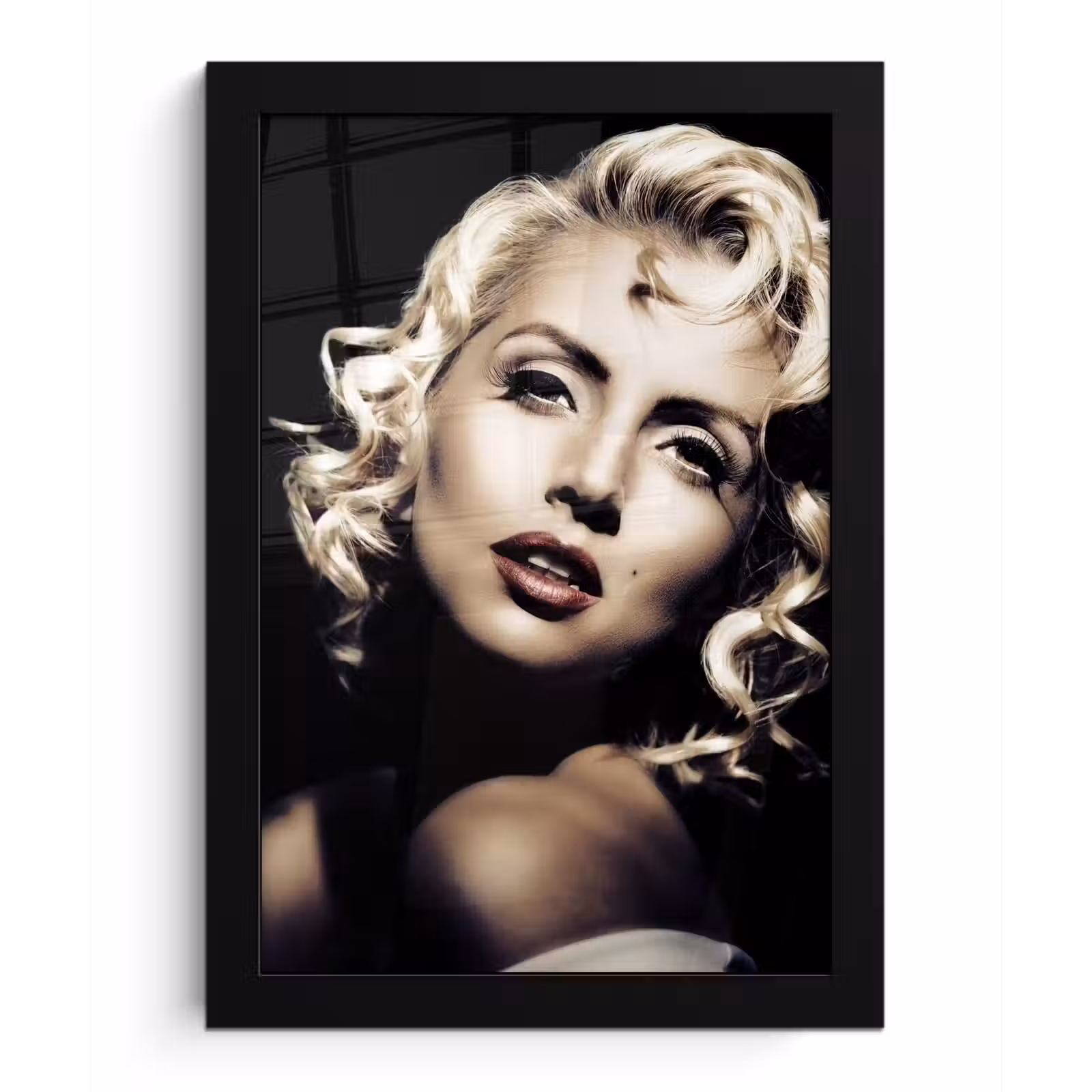 Poster met lijst - Vrouw - Vintage - Lippenstift - Blond - Krullen — 1