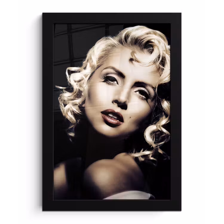 Poster met lijst - Vrouw - Vintage - Lippenstift - Blond - Krullen — 1