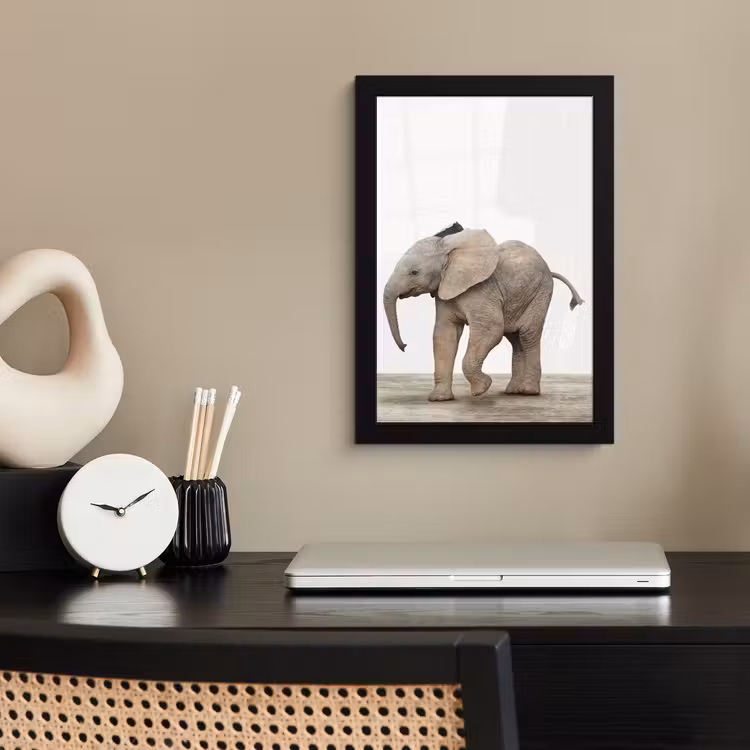 Poster met lijst - Baby olifant - Dieren - Olifant - Kinderen - Meiden - Jongens — 2