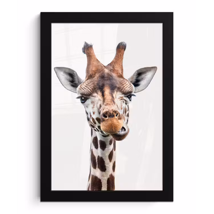Poster met lijst - Jongens - Giraffe - Dieren - Kop - Portret - Kind - Meisjes — 1