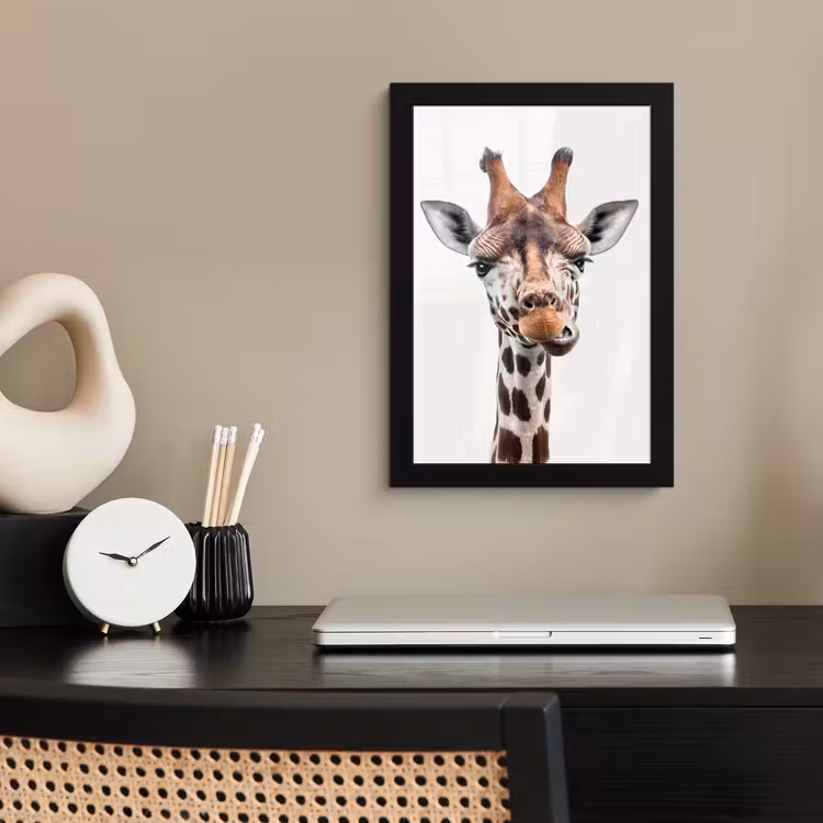 Poster met lijst - Jongens - Giraffe - Dieren - Kop - Portret - Kind - Meisjes — 2